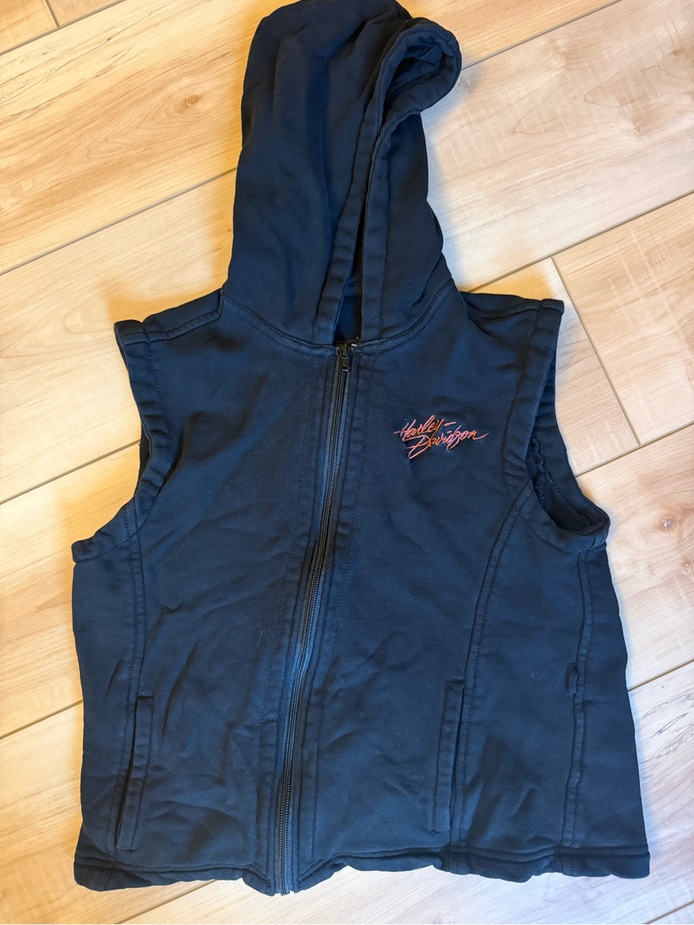 Harley-Davidson Black Hooded Zip-Up Vest
